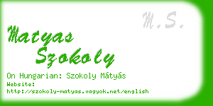 matyas szokoly business card